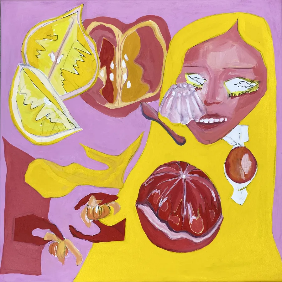 carcass out (2024) acrylic on canvas 50 x 50 cm